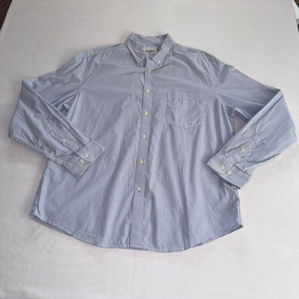 Hairline Stripe Men Blue White Dress Shirt